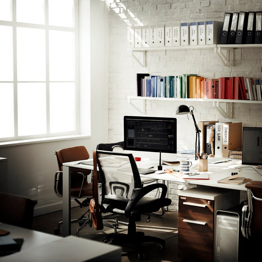 contemporary room workplace office supplies concept